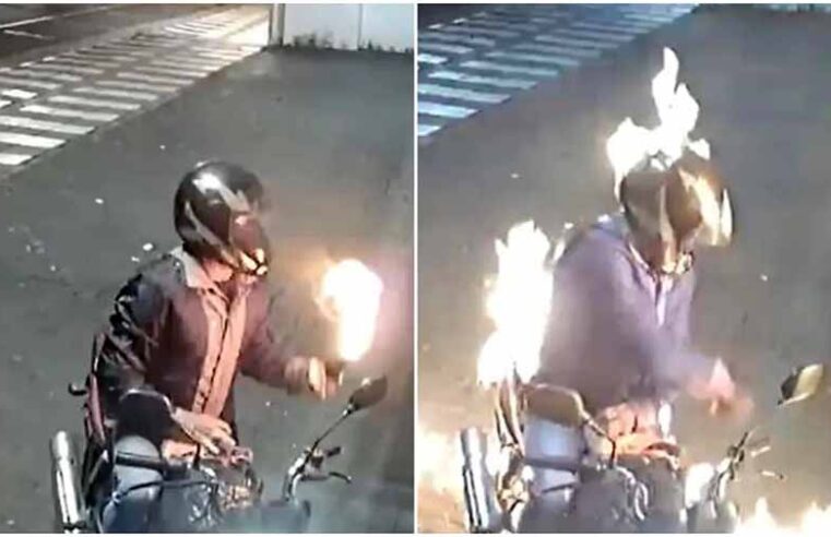 Motociclista pega fogo ao tentar incendiar loja de veículos em Rio Preto