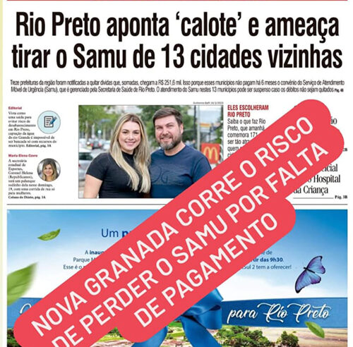 Notícia que Prefeitura deve para o Samu