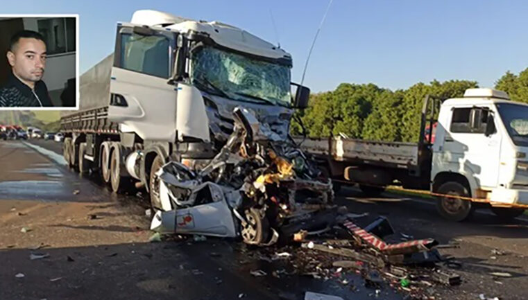 Técnico de informática morre após carro ser prensado por caminhões na rodovia Washington Luís