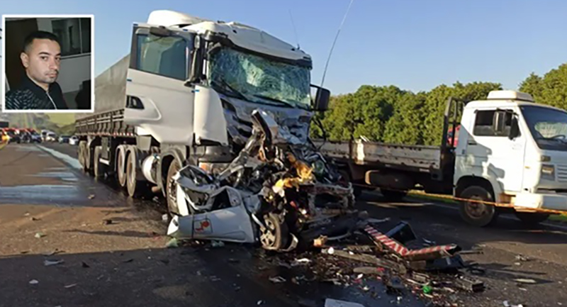 Técnico de informática morre após carro ser prensado por caminhões na rodovia Washington Luís