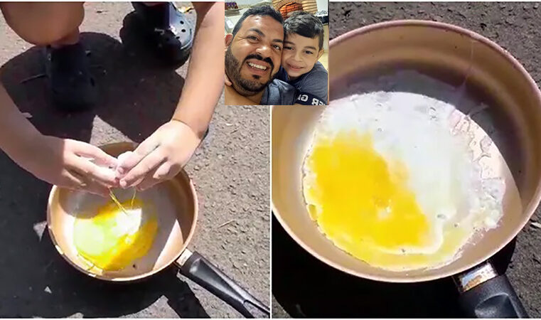 Sob calor de quase 40°C, morador de Santa Fé do Sul frita ovo no asfalto