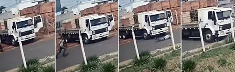 Homem é atropelado pelo próprio caminhão