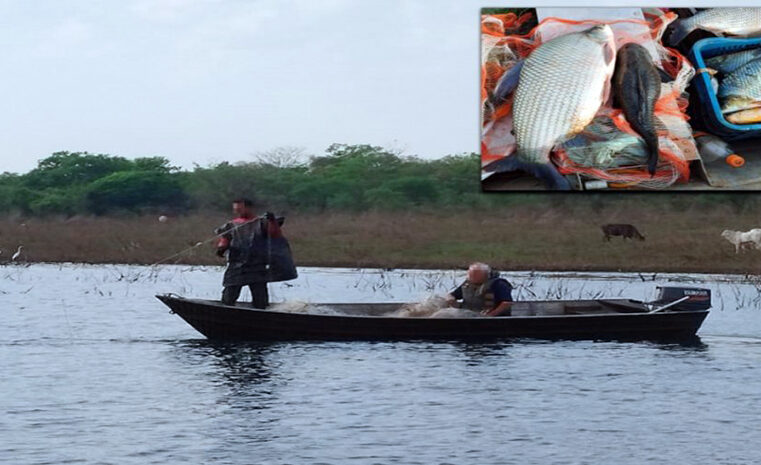 Pescadores profissionais são ‘fisgados’ em flagrante pescando de forma irregular