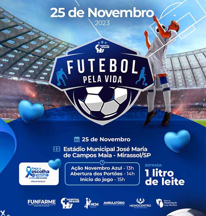 Mirassol recebe evento solidário Futebol pela Vida em prol do HB no próximo sábado