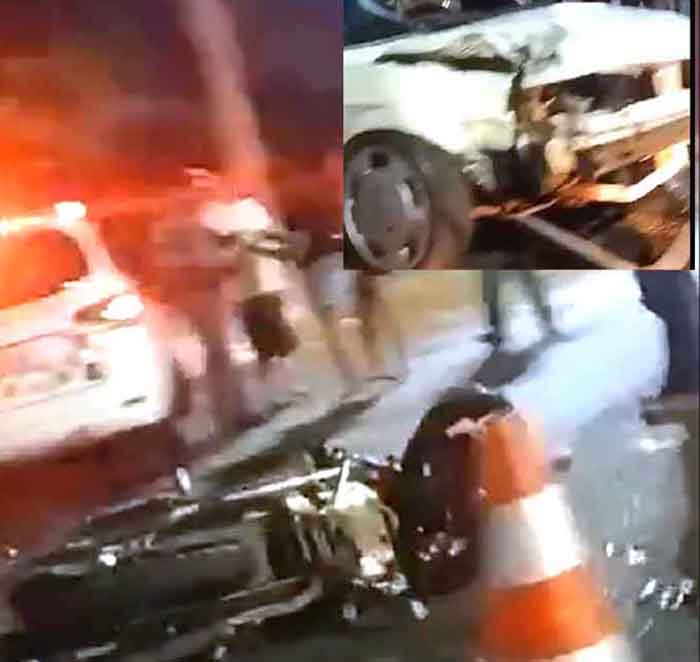 Acidente entre VW Gol e moto deixa vítima no local