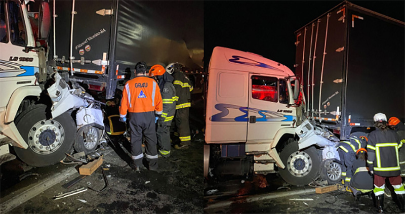 Carro é atingido por carretas na Dutra; três mortos, incluindo uma criança