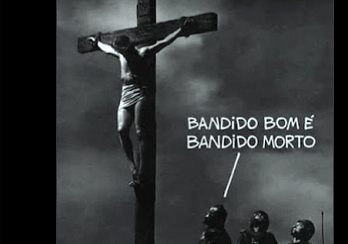 MTST posta imagem de Jesus crucificado com a frase ‘Bandido Bom É Bandido Morto’; Boulos se cala