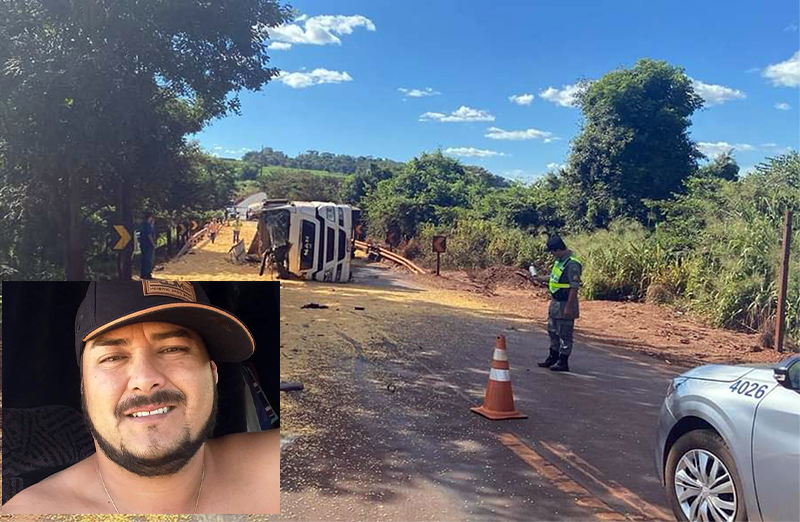 Caminhão carregado de milho tomba e mata granadense em Goiás