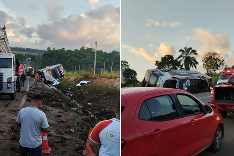 8 pessoas morrem e mais de 20 ficam feridas após ônibus tombar na Bahia