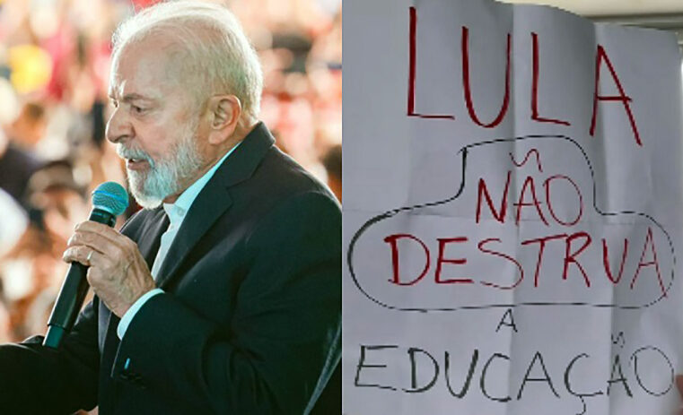 Professores federais em greve protestam durante visita de Lula em Guarulhos: “Lula, não destrua a Educação”