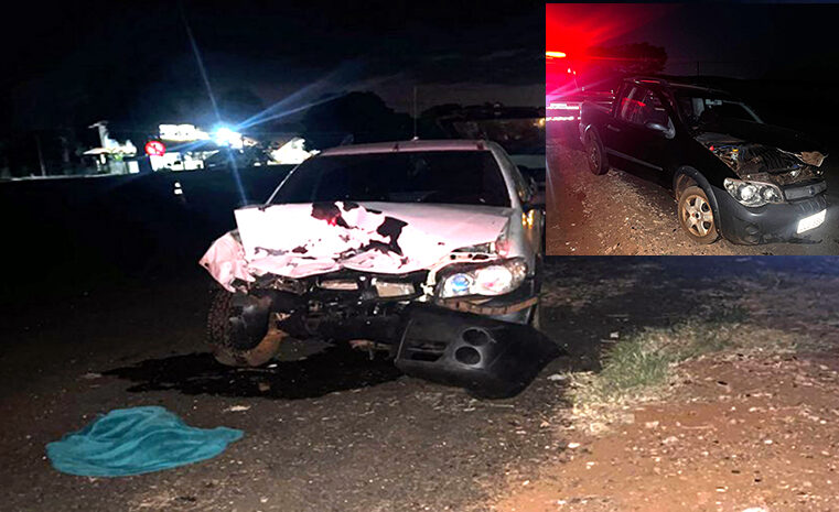 Acidente entre 2 pick-ups deixa 4 pessoas feridas perto do Posto Rei do Suco