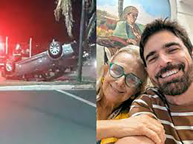 Mãe do ator Reynaldo Gianecchini capota carro no interior de SP