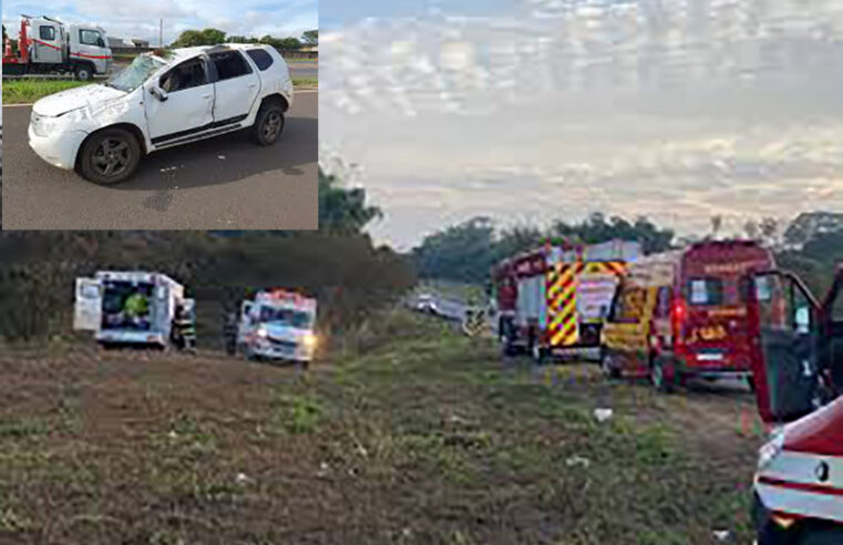 Carro capota e deixa feridos na BR-153 em Rio Preto