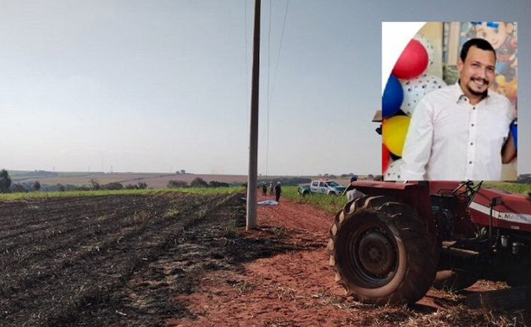 Trabalhador rural morre eletrocutado ao bater com trator em poste de energia