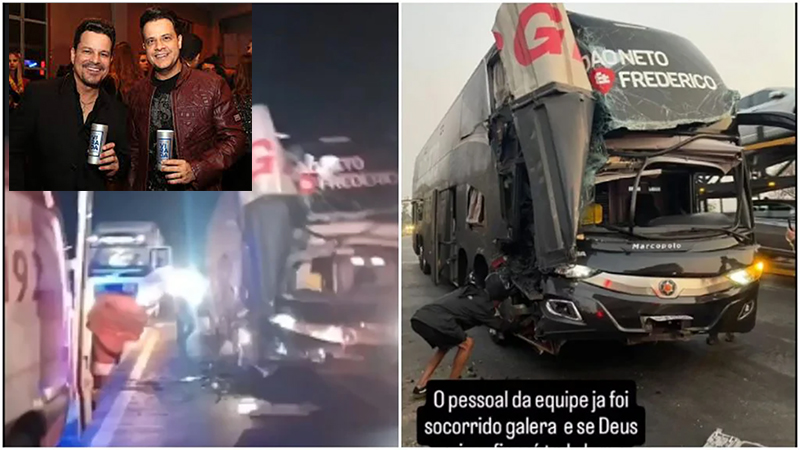 Acidente com ônibus da dupla João Neto & Frederico deixa 4 feridos