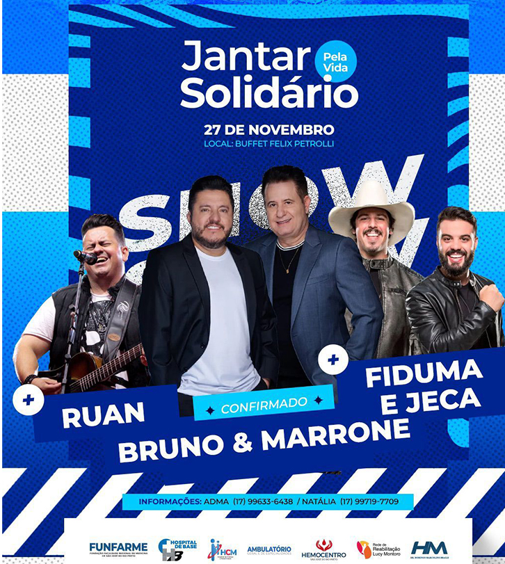 Bruno & Marrone e Fiduma & Jeca fazem show solidário em jantar solidário prol do HB