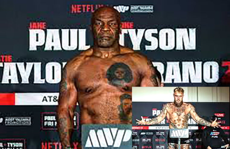 Mike Tyson e Jake Paul mostram boa forma na pesagem oficial