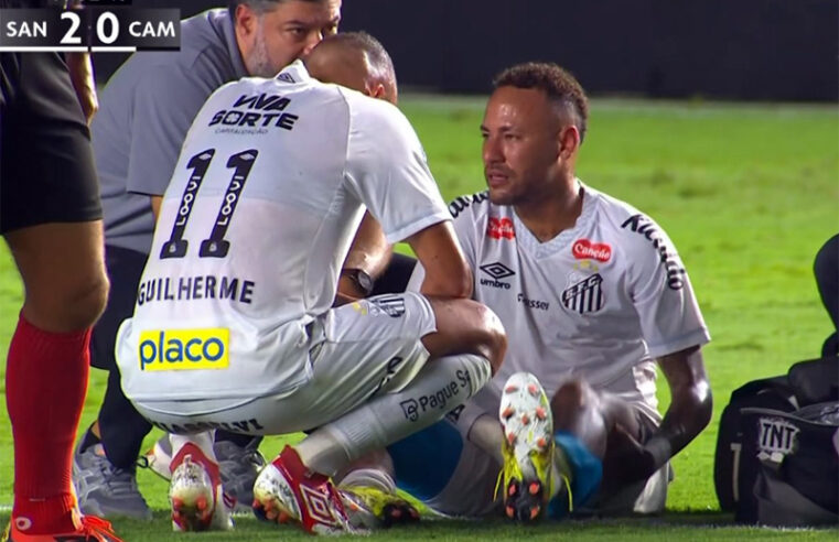 Neymar Jr chora e deixa o campo lesionado no jogo 100 pelo Santos