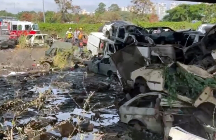 Centenas de carros que seriam leiloados são consumidos pelo fogo em pátio da CET na Zona Norte de São Paulo