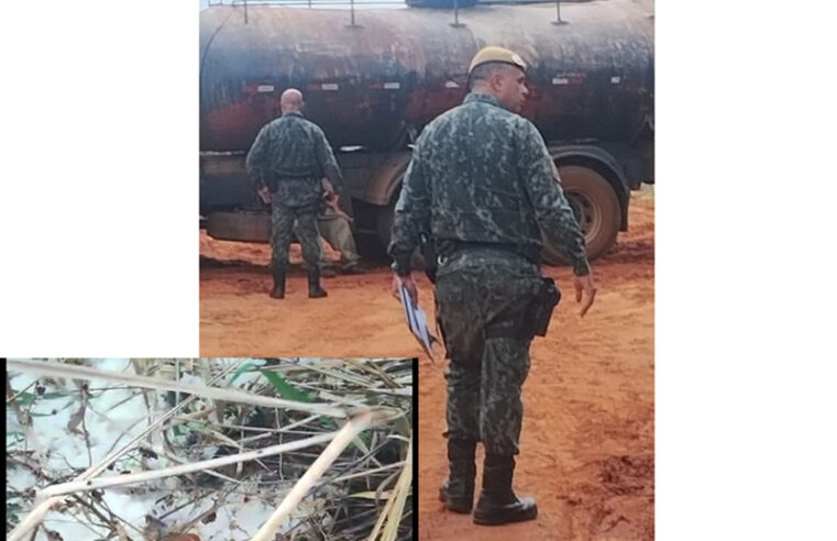 Polícia encontra líquido tóxico sendo lançado em mata nativa em Guapiaçu