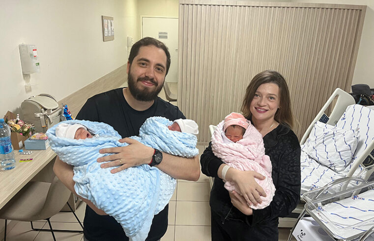 Enfermeira deixa o HCM com trigêmeos, após tentar engravidar durante 3 anos