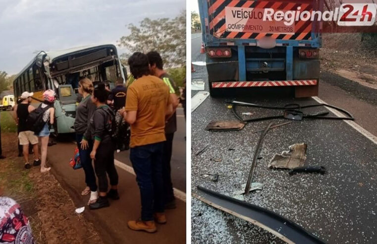 Ônibus com 40 mulheres bate em caminhão de cana em Severínia