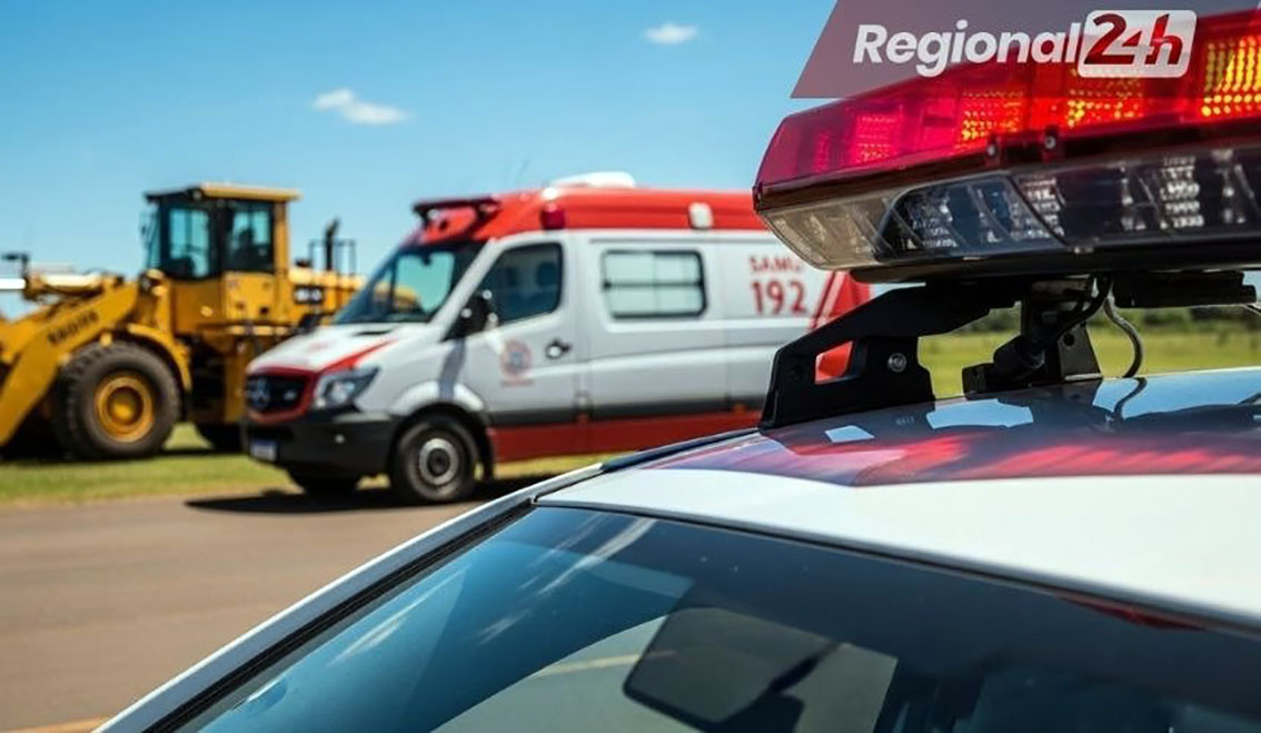 Funcionário é atropelado por pá-carregadeira e morre trabalhando em Colina