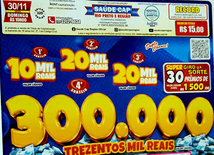 Saúde Cap: Prêmio maior sai em Rio Preto