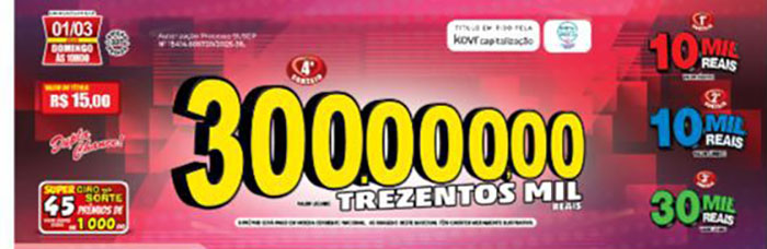 Saúde Cap: Prêmio maior sai para 3 (Fernandópolis, Votuporanga e Jales)