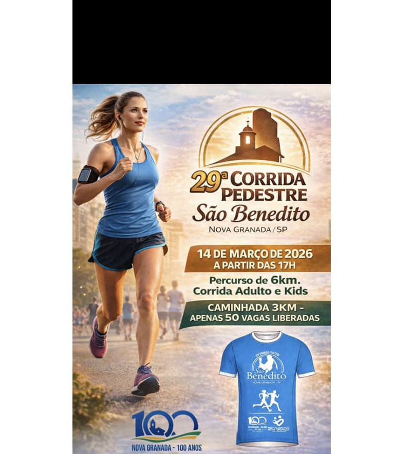Sábado (14/março) tem a 29ª Corrida de São Benedito em homenagem ao Centenário de Nova Granada
