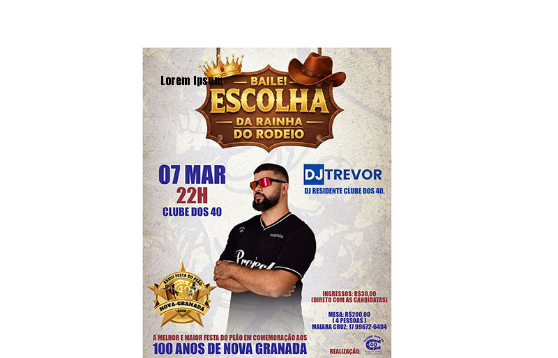 Escolha da Rainha e Rainha Mirim da 33ª Festa do Peão de Nova Granada é hoje