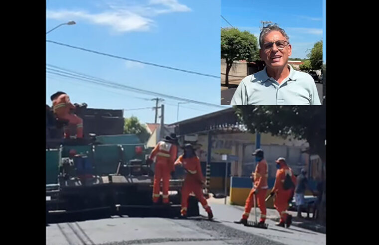 Domingo também é dia de batalha no recapeamento em Nova Granada!