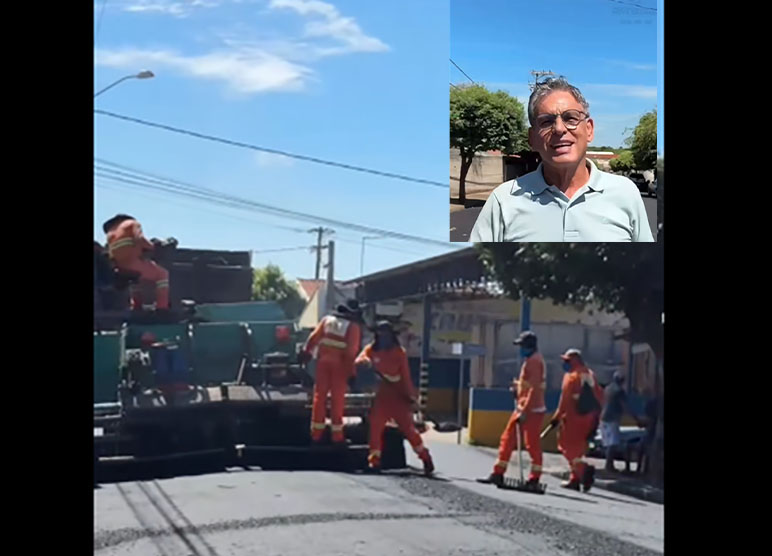 Domingo também é dia de batalha no recapeamento em Nova Granada!