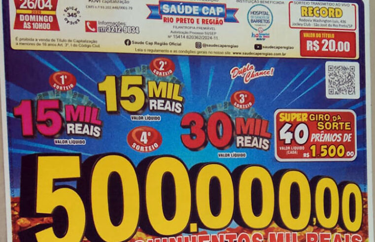 Saúde Cap: Sortudo de Nova Aliança fatura sozinho os R$ 300 mil