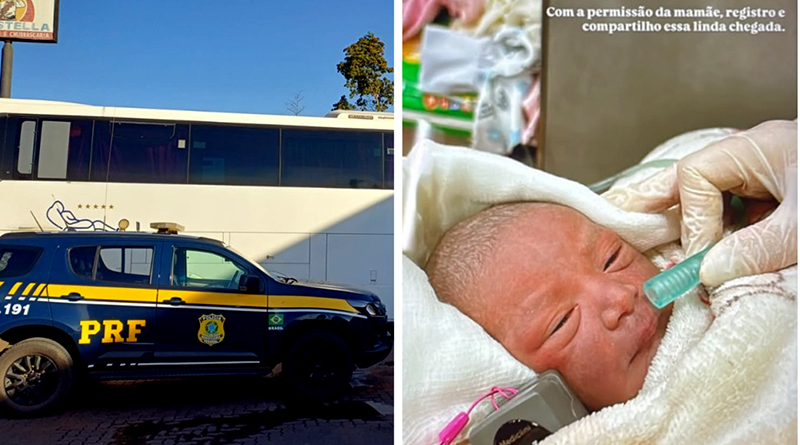 PRF de Rio Preto ajuda a reunir família após parto em viagem de ônibus na BR-153