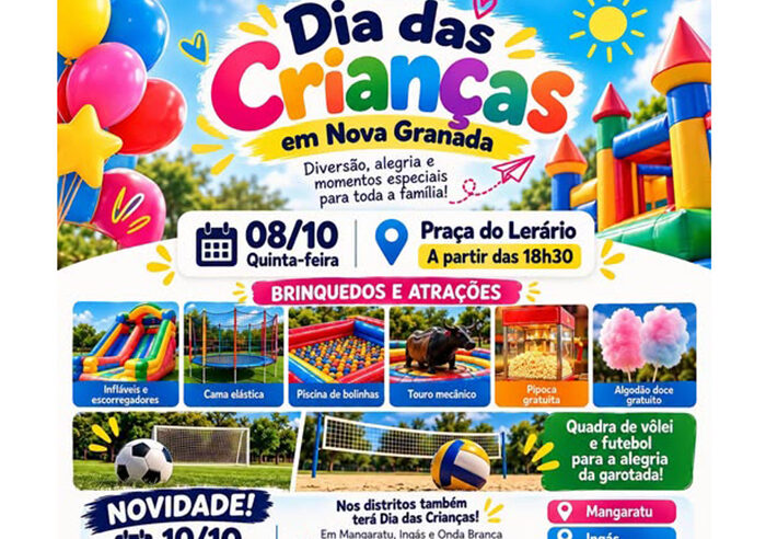 Dia das Crianças em Nova Granada e nos distritos!